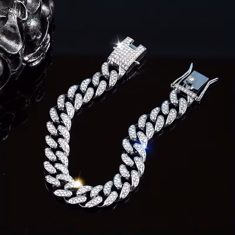 shiny bracelet cuban chain bracelet exaggerated hip hop style hand chain jewelry party favors Product details 4