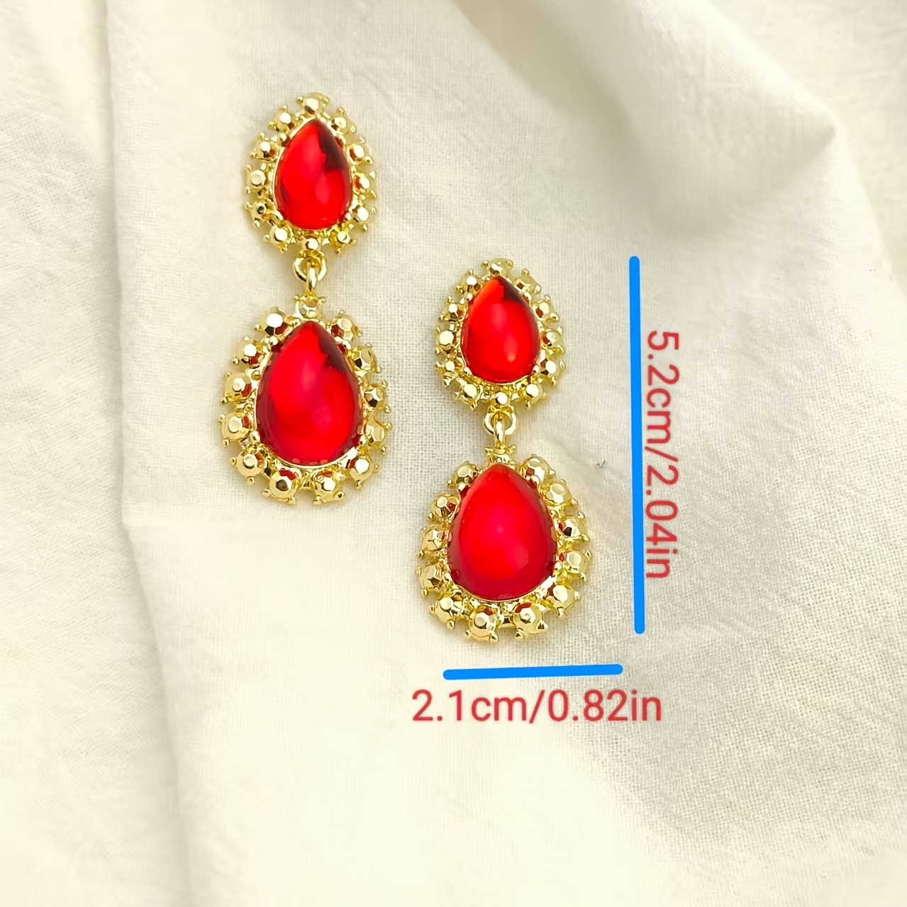 Ladies' High-End Red Teardrop Earrings, Elegant Wedding Accessory