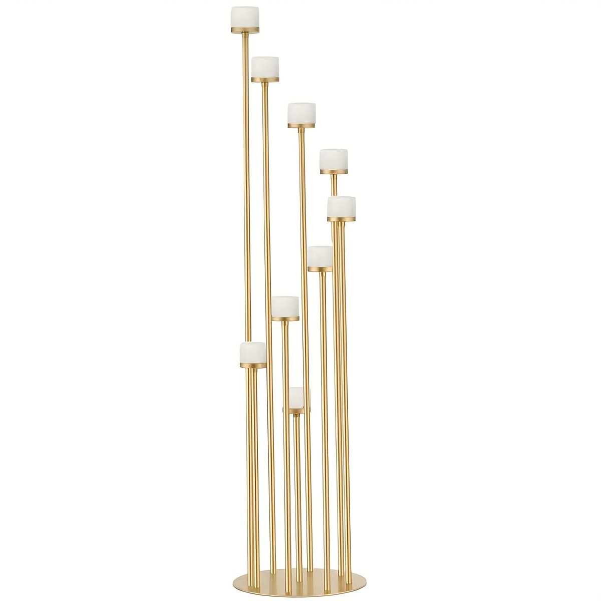 TEMU Golden 9 Arm Floor Candle Holder Candelabra For Table Centerpiece, Metal Candle Holder For Wedding Ceremony, Dinner Table, Christmas, Halloween,