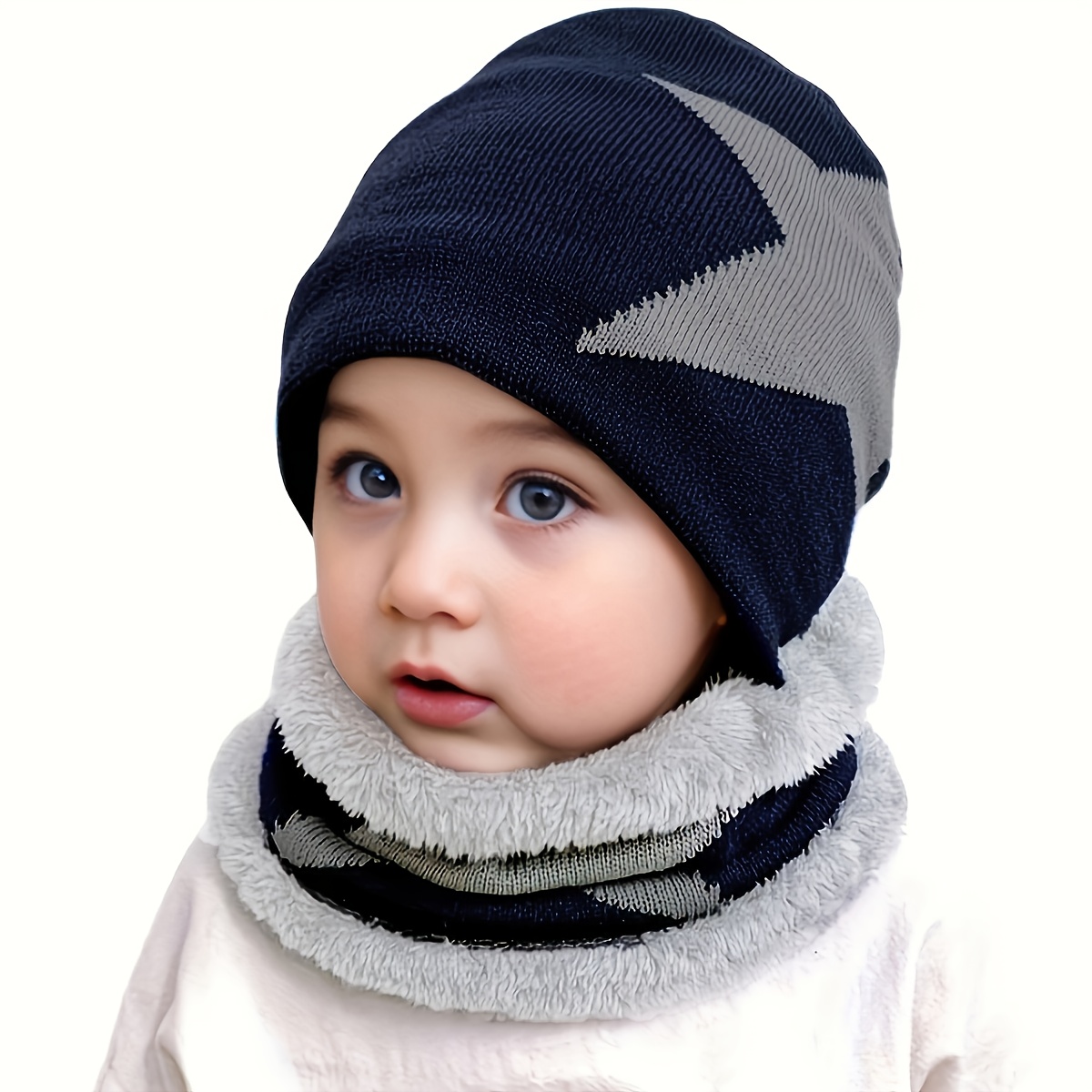 Festive Winter Knit Hat Set Trendy Kids Beanies Hip Hop Skull Cap Elastic Knit Hats