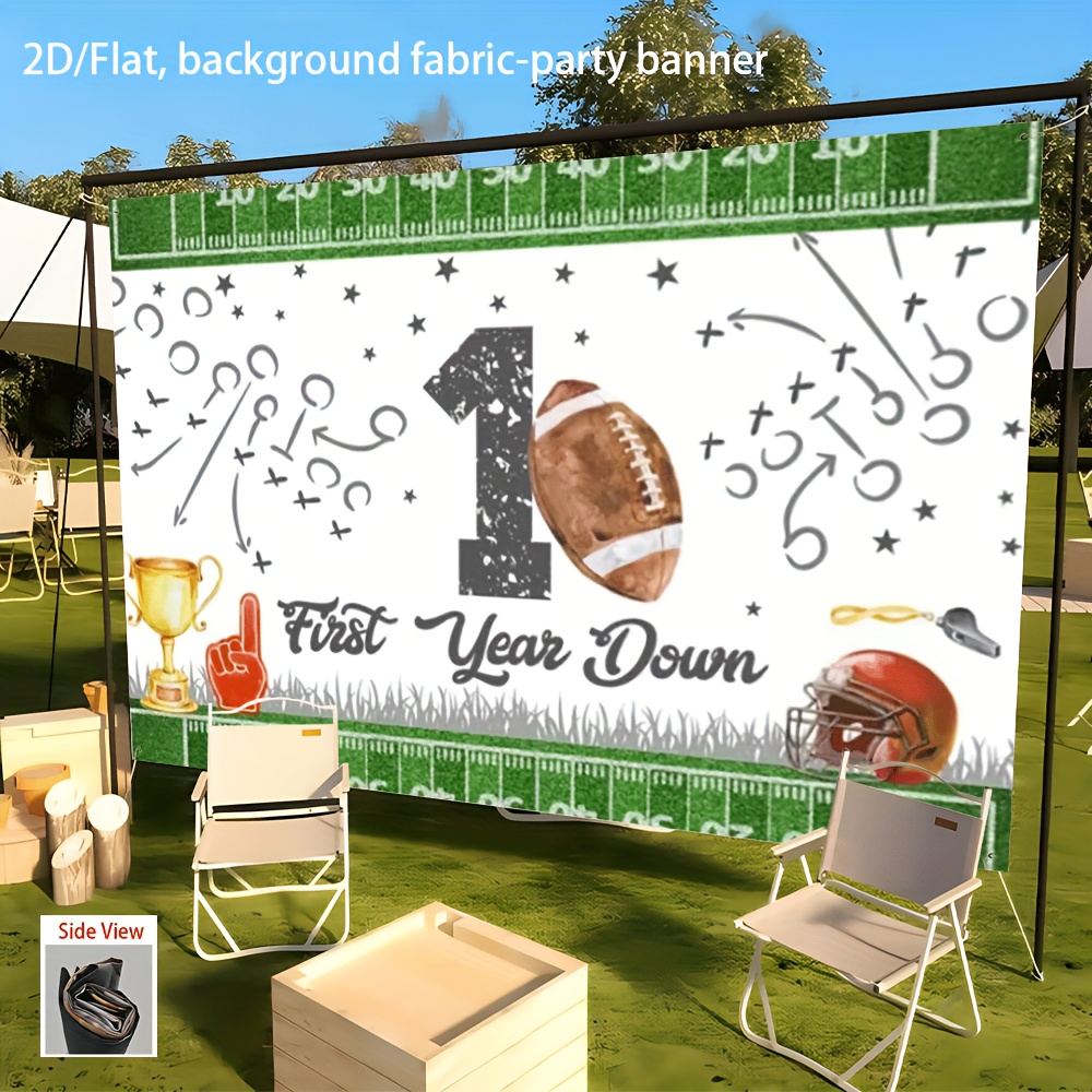 Football Happy Birthday Banner - Pre-Strung Brown & Green Glitter Decor For Themed Parties - View #4