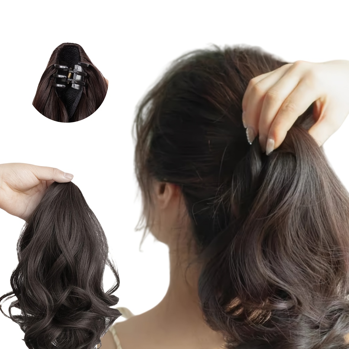 

11 In Curly Wavy Claw Clip Ponytail Hair Extensions, 4 Color Options Ponytail Wig For Women, Easy To Wear And Style, Natural Looking, Ideal Accessory For Daily Wear