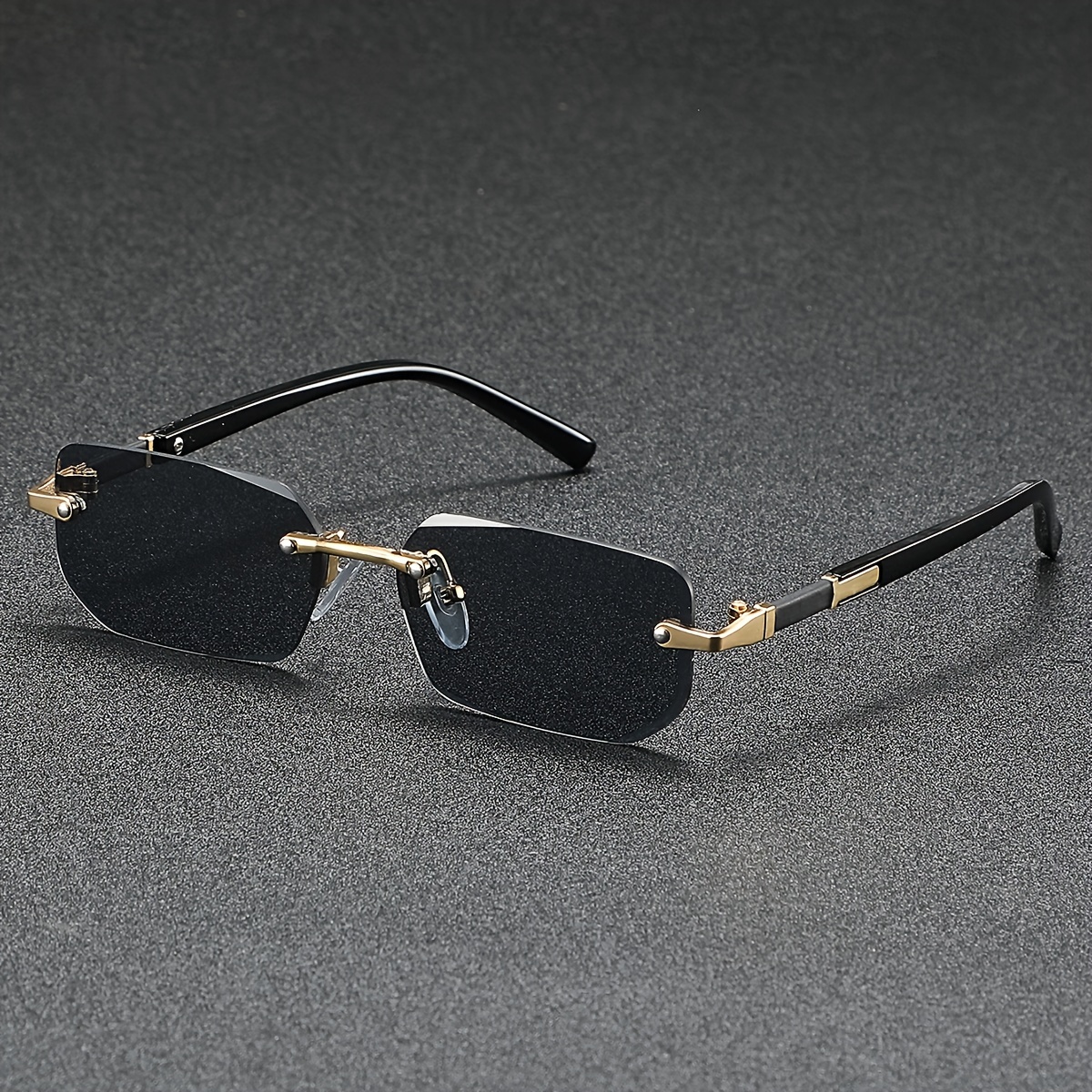 

Mens Square Rimless Black Hip Hop Fashion Glasses Vintage Stylish Fashion Glasses