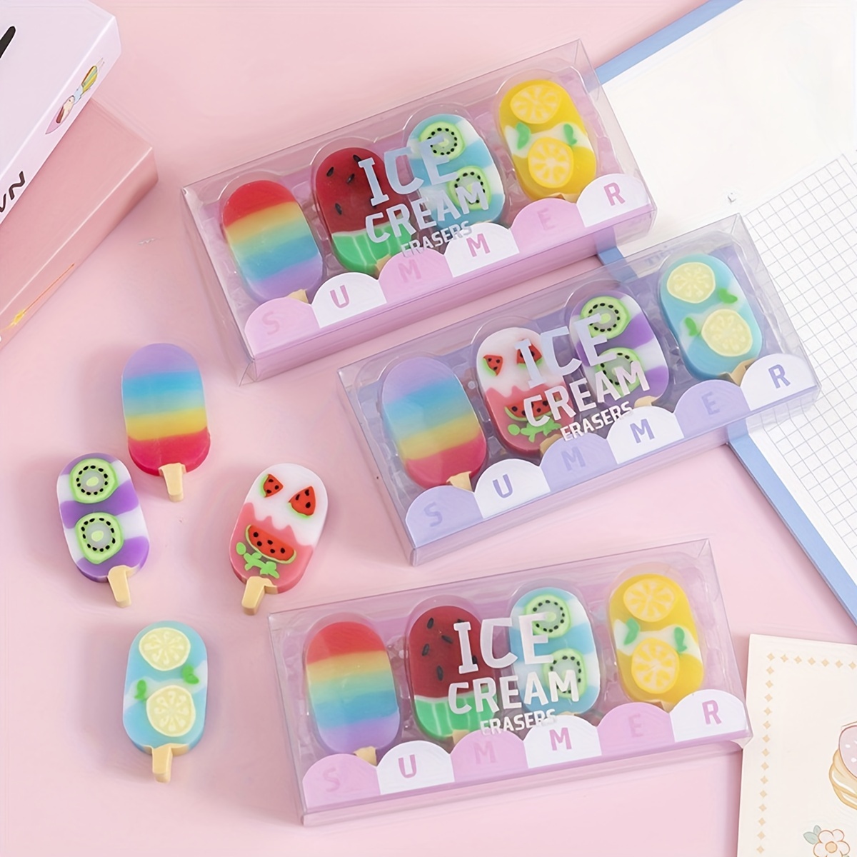 24 Pcs Cute Rubber Erasers Colored Kawaii Erasers Pencil Eraser for Kids  Drawing Writing Aesthetic Jelly Erasers Office School Supplies Students Artist  Erasers