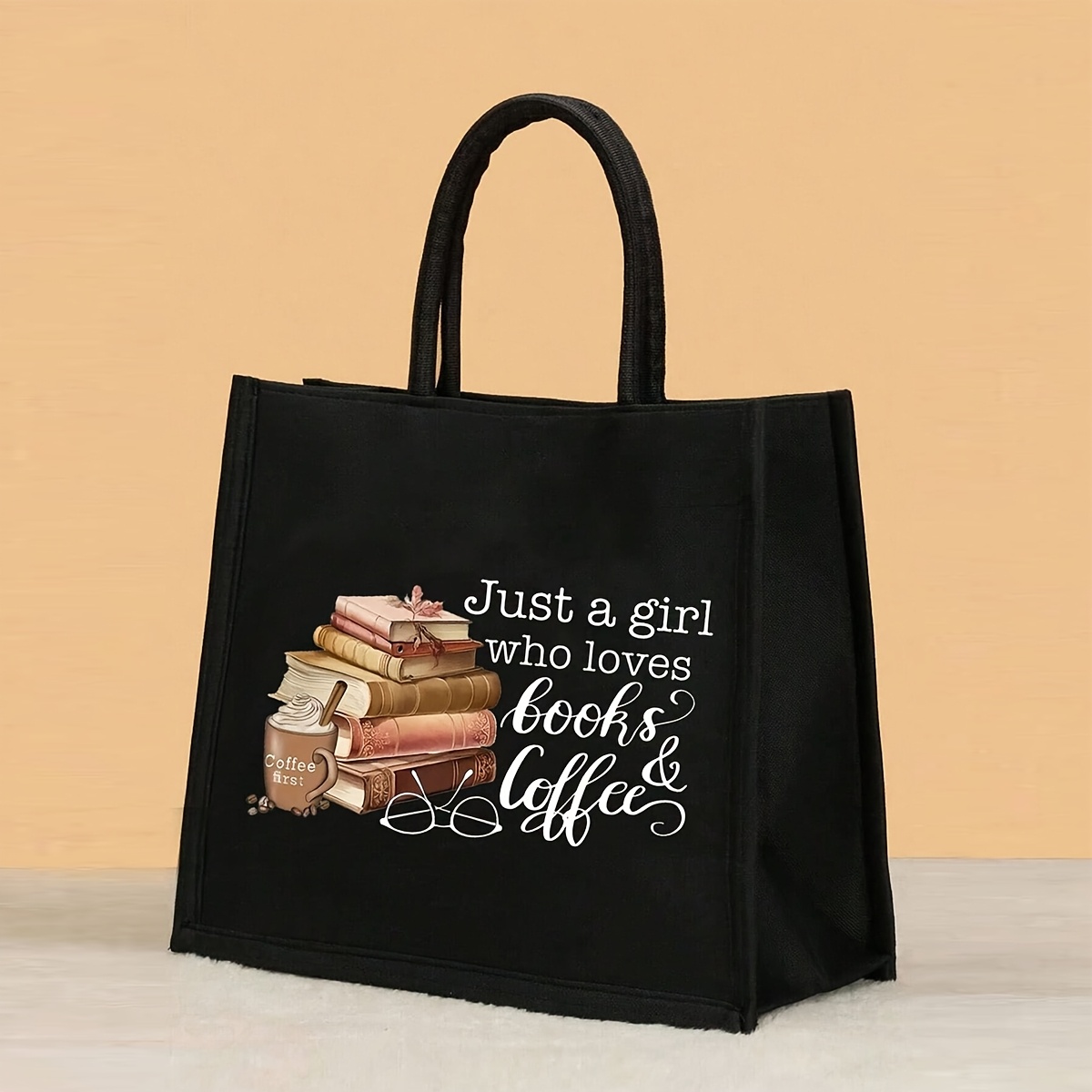 

1pc Nylon Tote Bag For Book & , Large Capacity, , Magnetic Closure, Hand Washable, Professional Safe, Ideal Gift For Women, Friends, - Black