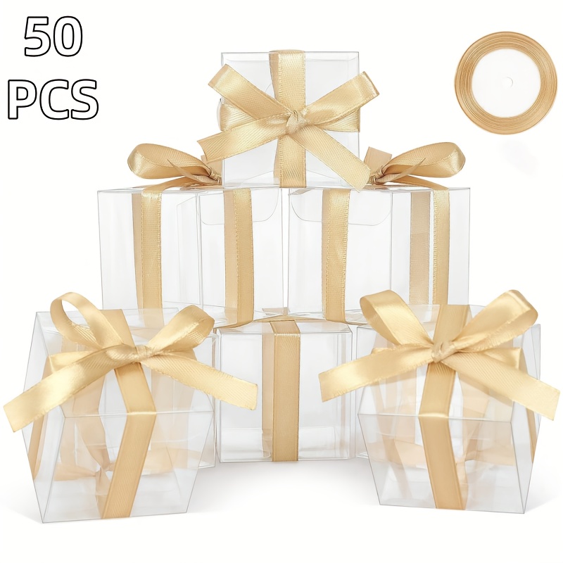 E-shop Geschenk für Sie/Ihn 50 transparente, quadratische Geschenkboxen und Kleiderboxen, geeignet für Geburtstagsfeiern, Abschlussfeiern, Feiertage,