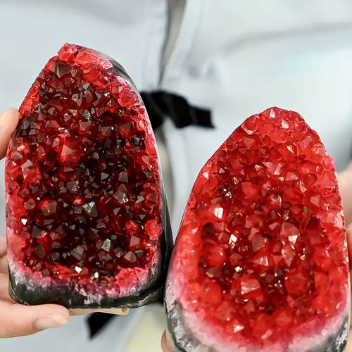 1pc rare red geode quartz cluster mineral vug specimen free standing diy creative gifts and accessories decorative unique easter halloween christmas holiday gifts