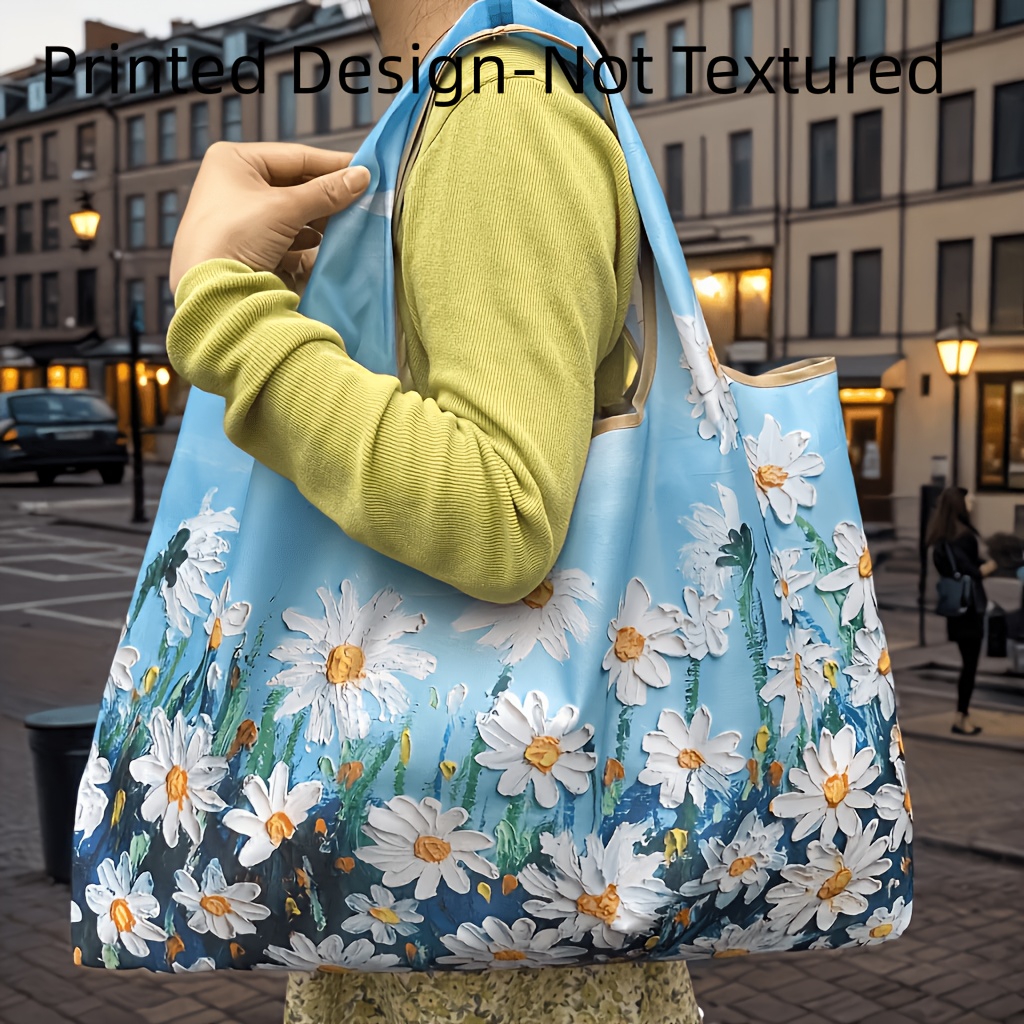 TEMU Printed Design-not Textured 1pc Large Capacity Portable Women's Shoulder Bag, Foldable Bag, Tote Bag Shopping Bag, Multiple Patterns From,