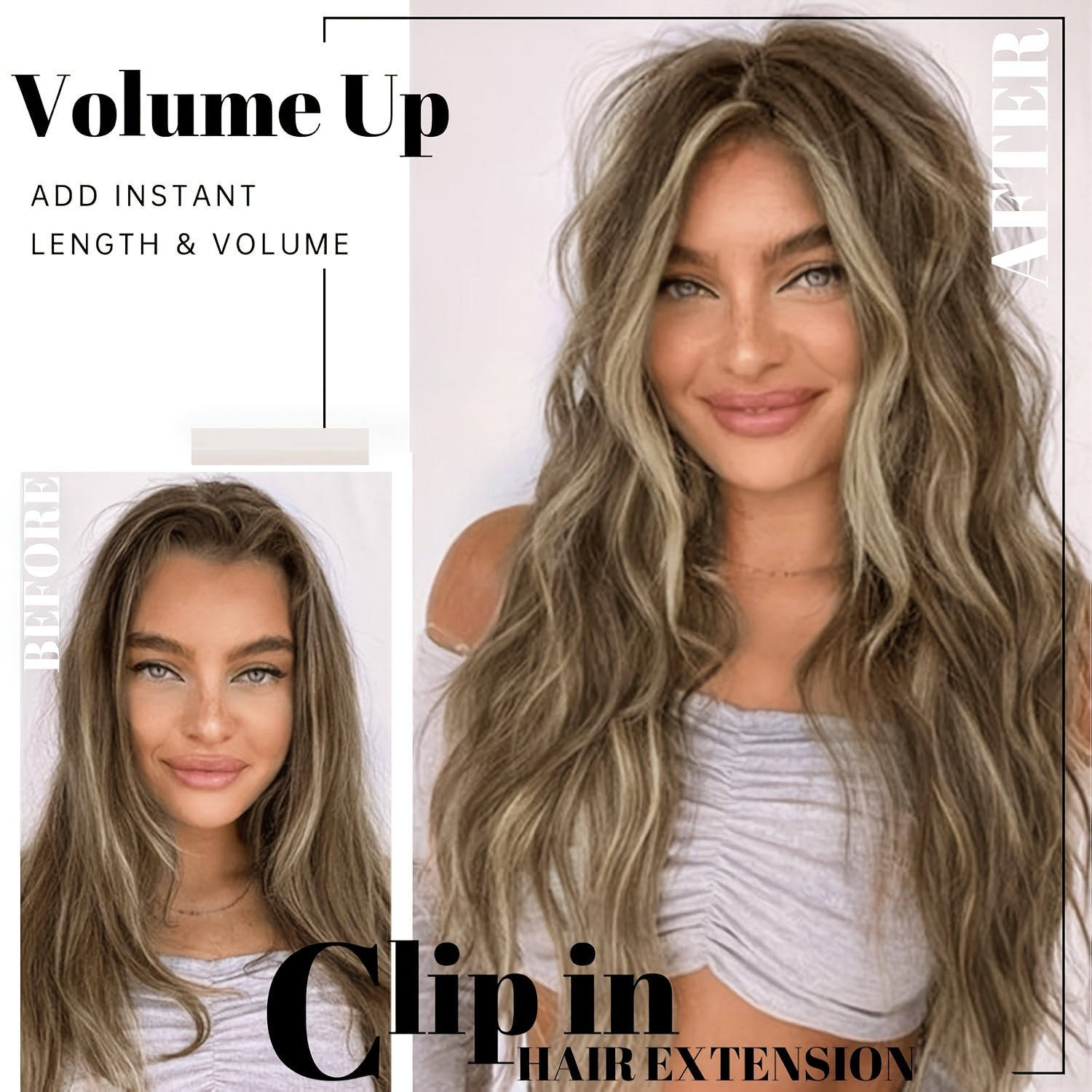 set 4 synthetic clip in hair extensions featuring long wavy  display picture 3