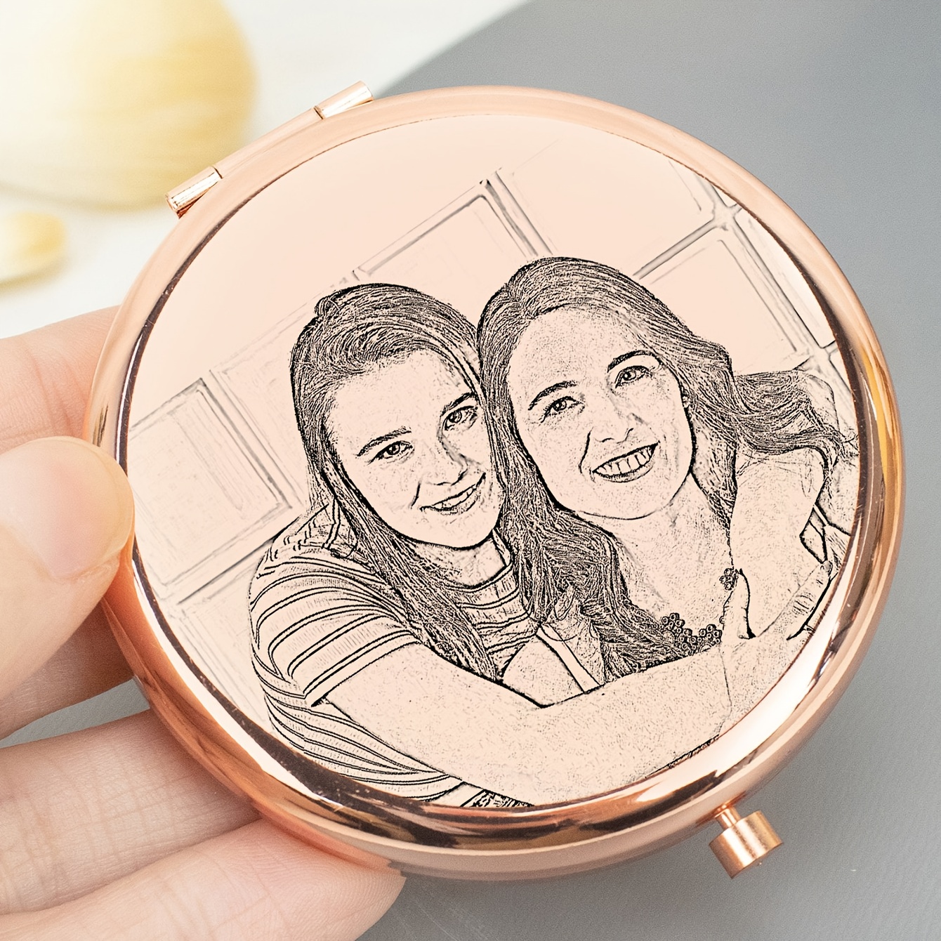 TEMU Customized Image Makeup Mirrors, Personalized Women' Mirrors, Folding Mirrors, Portable Travel Mirrors, Compact Pocket Makeup Mirrors, Custom
