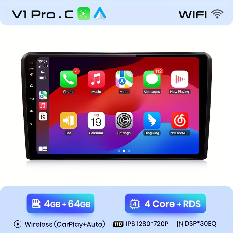 Junsun 4+64GB WIFI Brezžični CarPlay Auto Pametni Radio, Primeren za Audi A3 8P 2003 2004 2005 2006 2007 2008 2009 2010 2011 2012 2013,