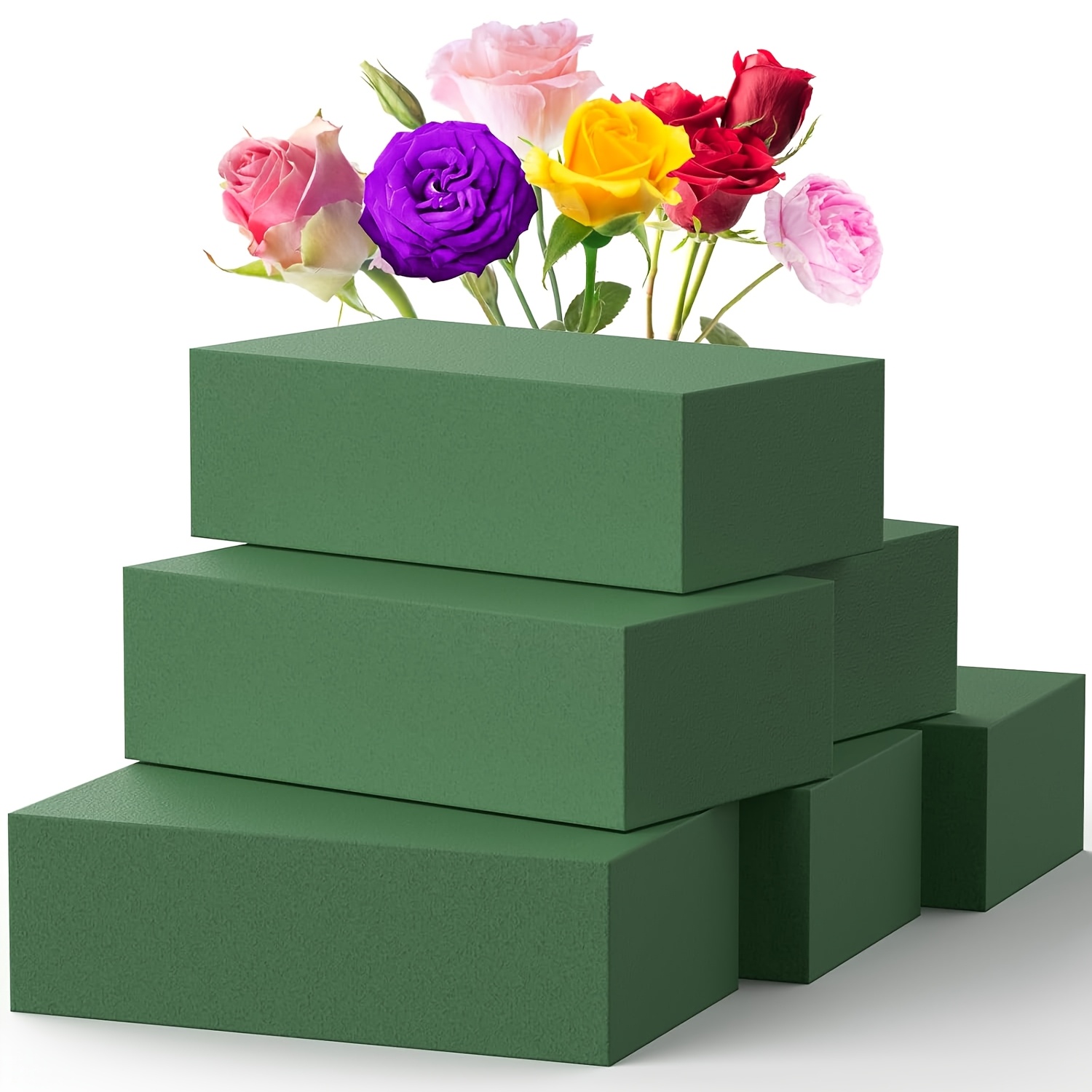 6 set di blocchi di    ,   verde per piante per composizioni  , adatta sia per fiori freschi che artificiali,   plastica per uso   e  , 5.6 pollici di lunghezza x 3.1 pollici di larghezza x 1.81 pollici di altezza