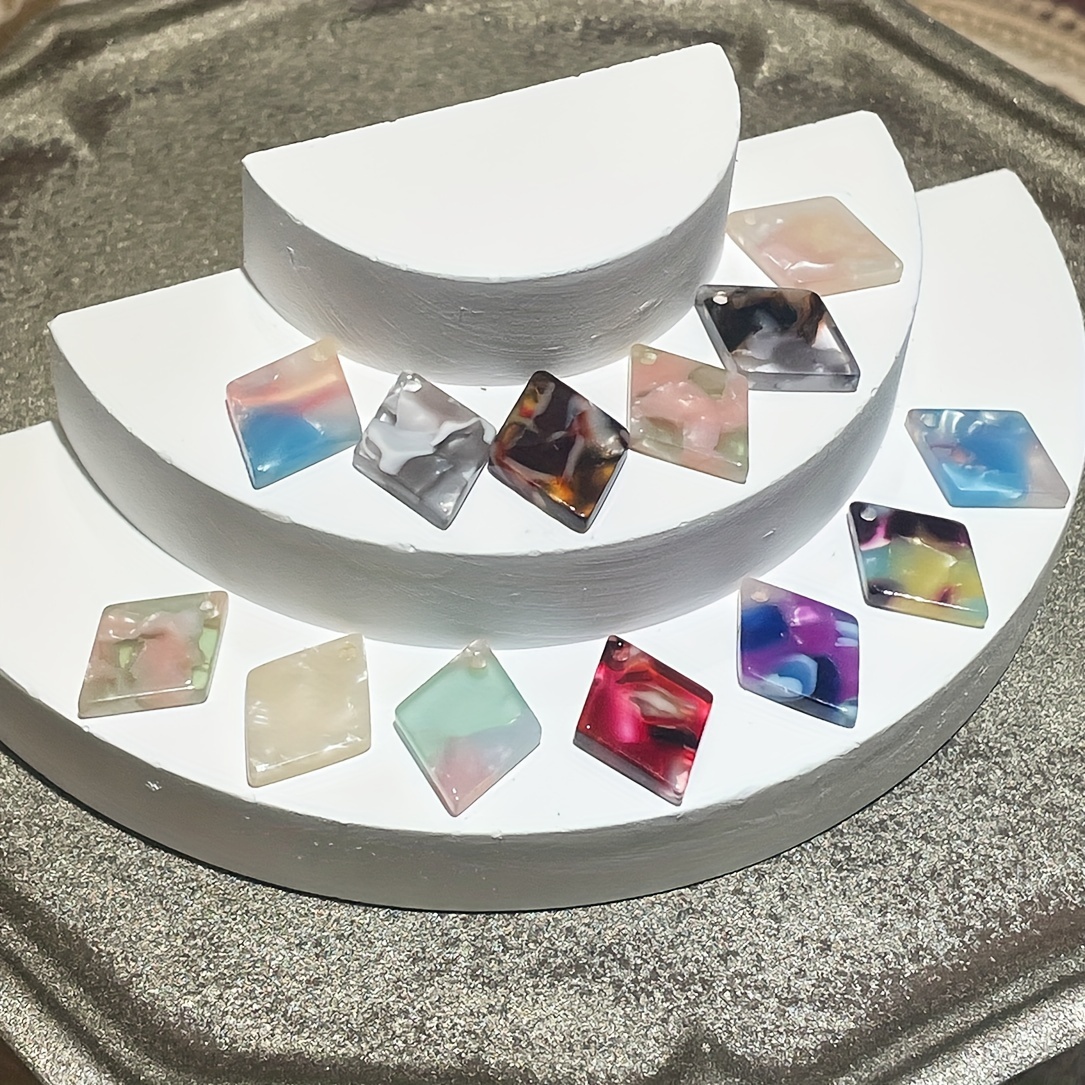 

30pcs Fashion And Creative Mini Acrylic Bohemian Style Retro Square Pendant, Charms For Necklace Bracelet Craft Jewelry Making