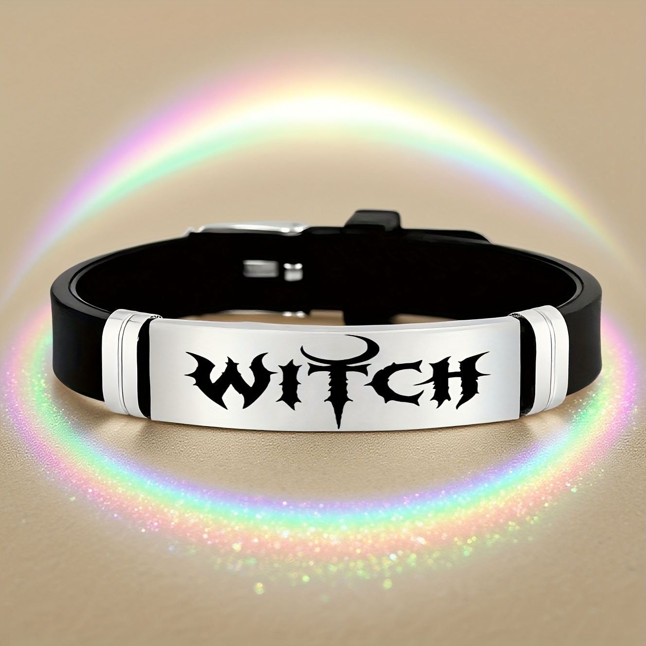 Witchcraft Halloween Stainless Steel Silicone Bracelet, Gift Idea