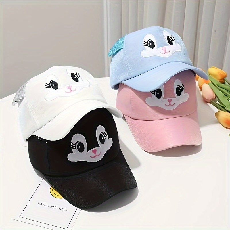 

Girls Cat Sequin Eyes Adjustable Baseball Cap, Lightweight Breathable Sun Hat For Summer Outdoor