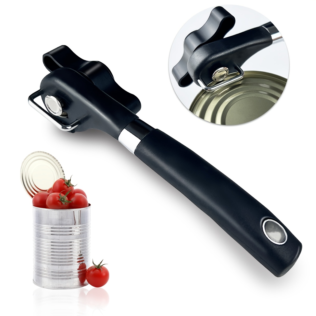 TEMU 1pc Can Opener, Can Opener - Handheld Knob, Manual Safety Cutting Can Opener, Ergonomic , Food Grade Stainless Steel Cutting Tool For Kitchen & Restaurant
