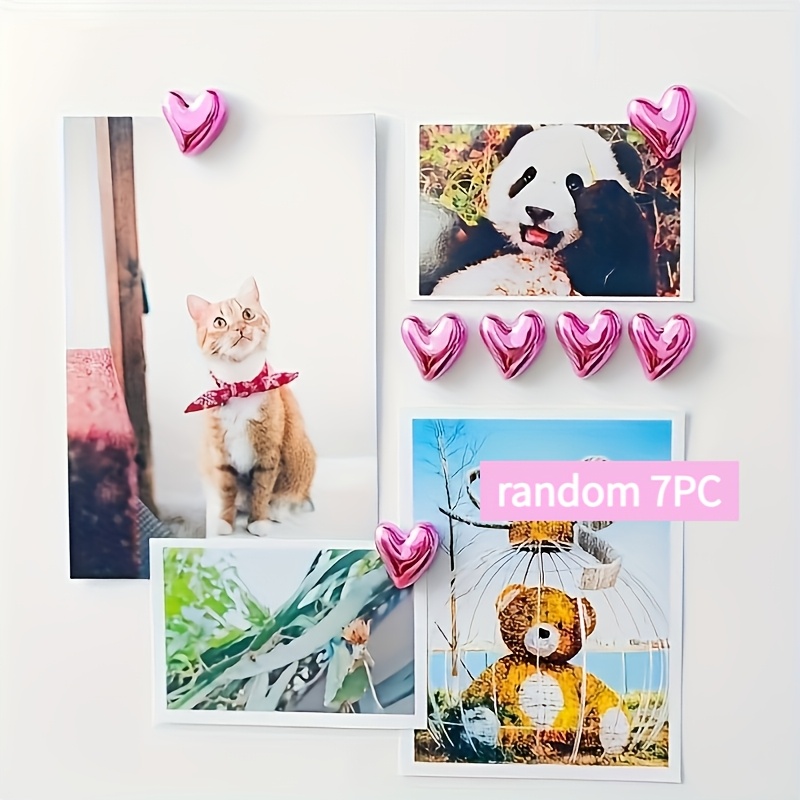 TEMU Set de 7 imanes de nevera aleatorios con forma de rosa - Clips de resina fuertes para fotos, notas, decoración temática - Regalo para de San