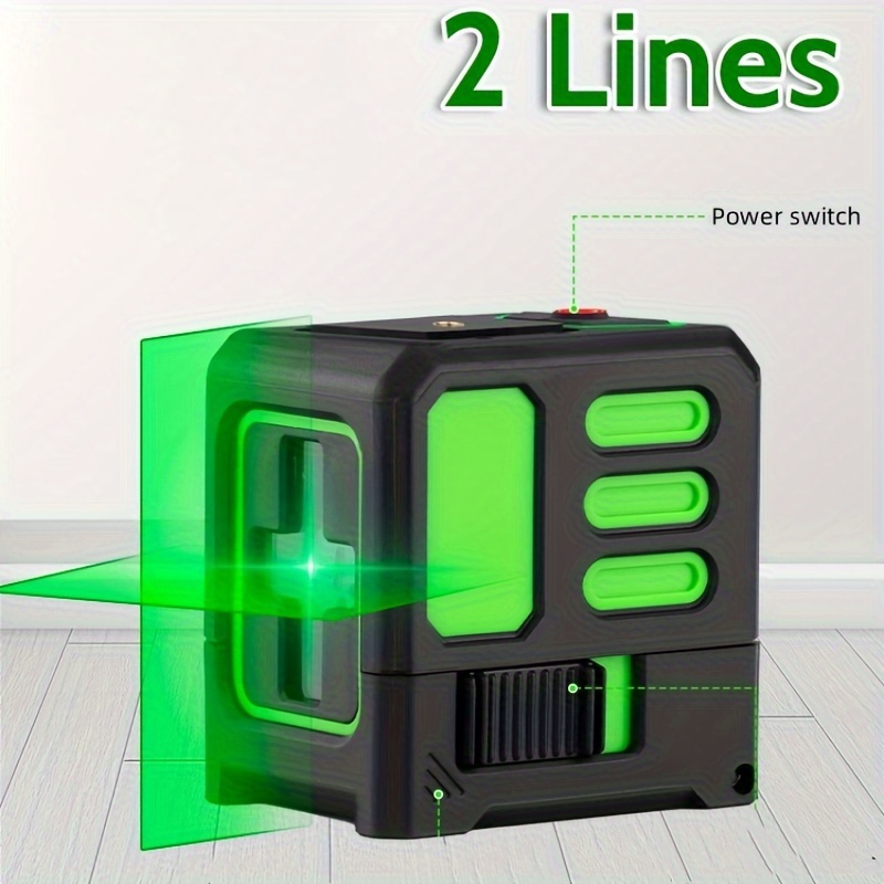 

Compact High-precision Green Laser Level With Dual Lines - Battery Operated, Self-leveling, Includes Carrying Case