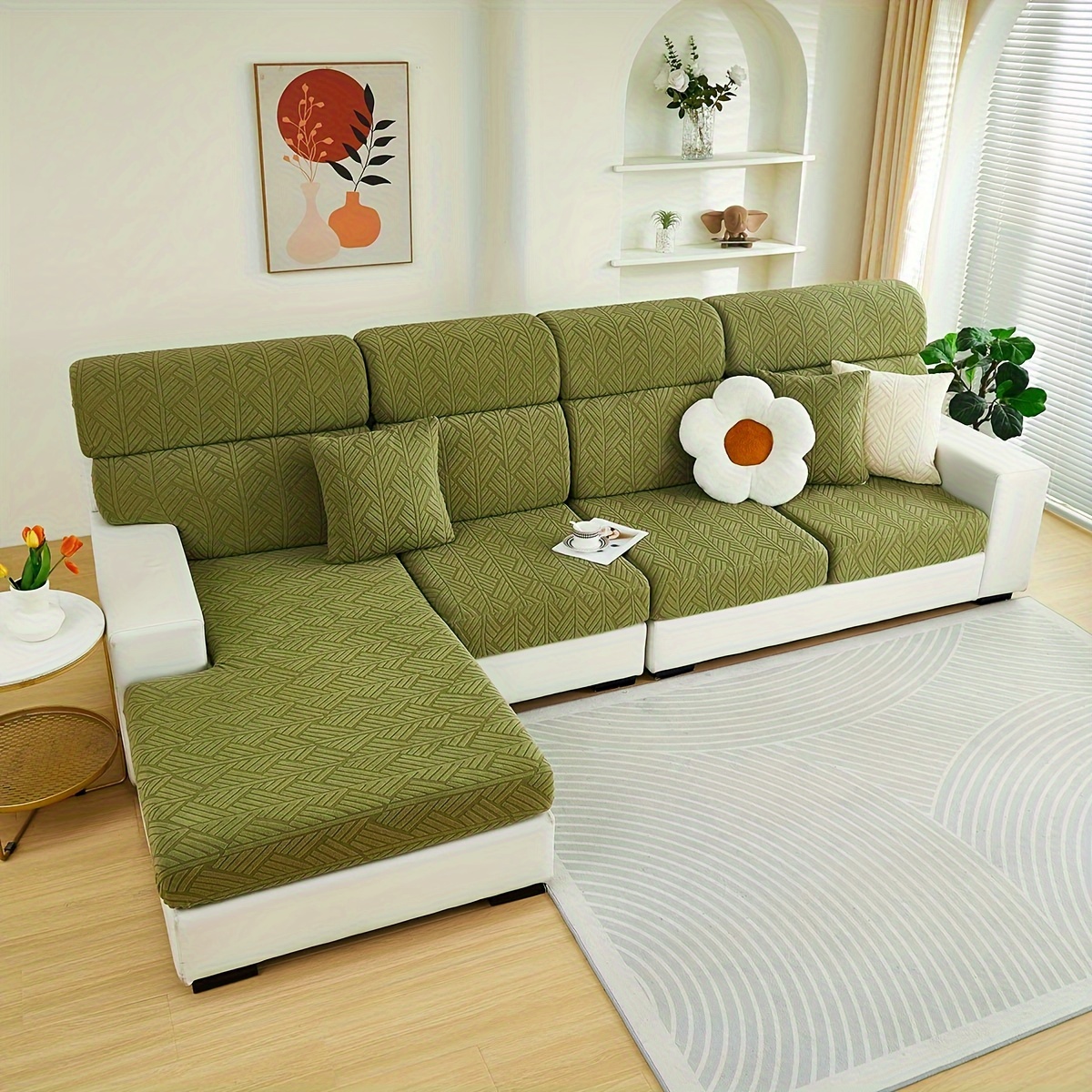 launch 1pc jacquard colorful fleece sofa cover elastic universal stretch sofa cover for   easy to   universal full wrap non slip sofa cover back cover and cushion cover sofa protection cover suitable for offic Product details 6