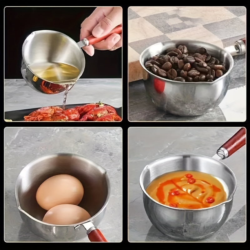 1pc multifunctional 300ml stainless steel mini saucepan       butter melting ideal camping kitchen baking tool details 0