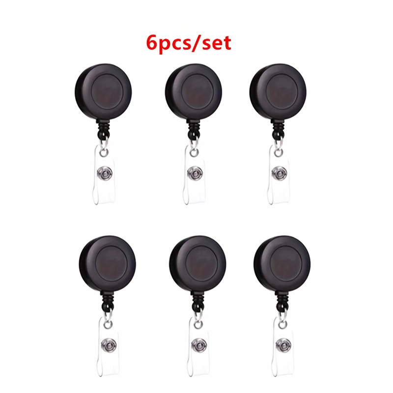 TEMU 2d 6pcs Retractable Pull Badge Reel With Multiple Colors Optional For Name Card Badge Reels Nurse Badges Card Holder School Supplies Office