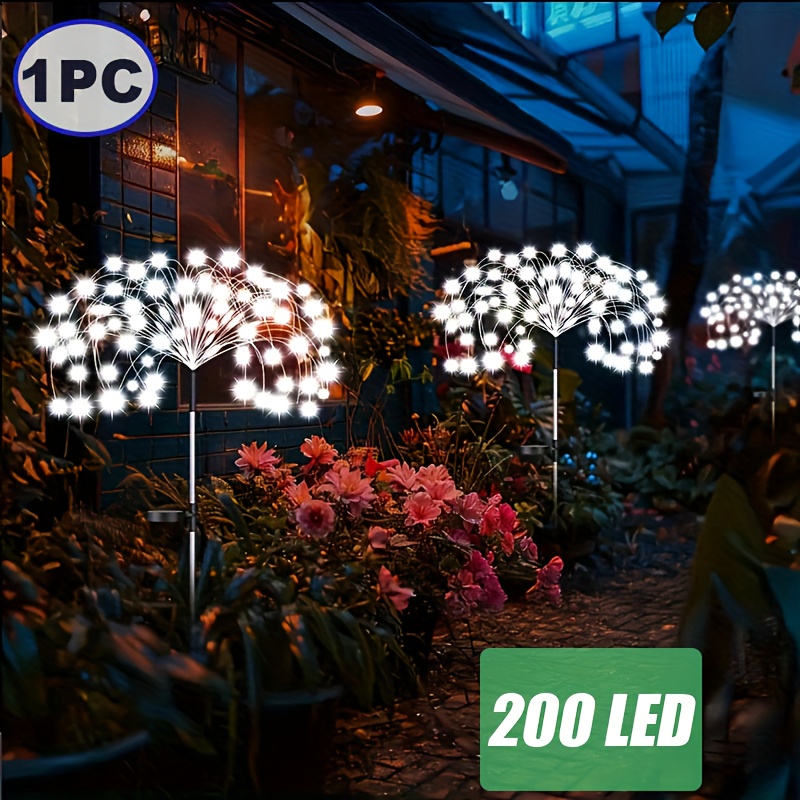 E-shop 200/60 LED Solar-Außenstrahler mit Bewegungsmelder & Drehradsteuerung, 8 Beleuchtungsmodi, Warmweiß/Kaltlicht Wechselndes für Garten, Gehweg,