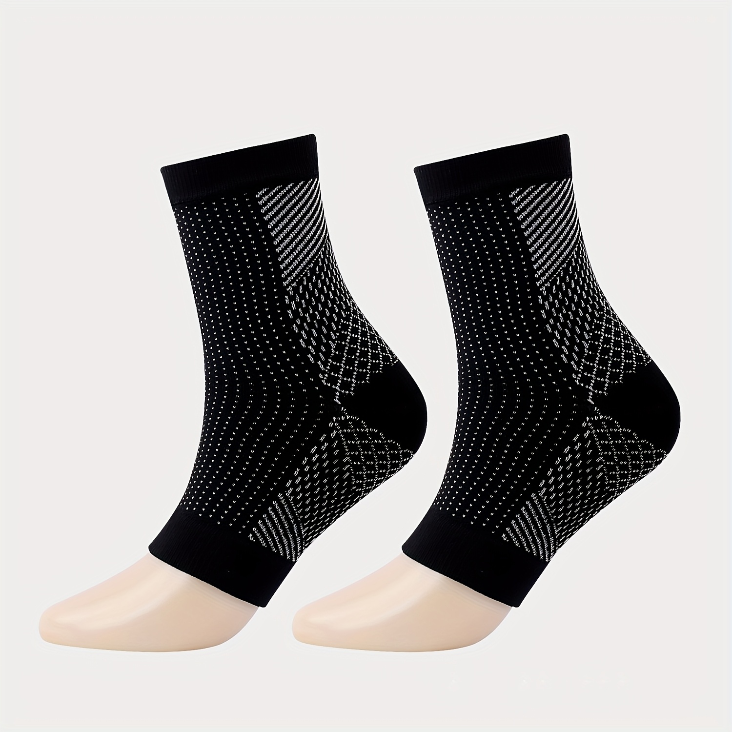 1 Pair Compression Socks For - Breathable Nylon Arch Support Ankle Sleeves, Lightweight Solid Color Socks For Flexible Activities & Sports, Machine Washable, Flexible Fabric Construction