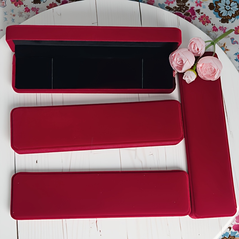 3pcs Luxury Velvet Long Necklace Box Set, Sturdy Storage Case