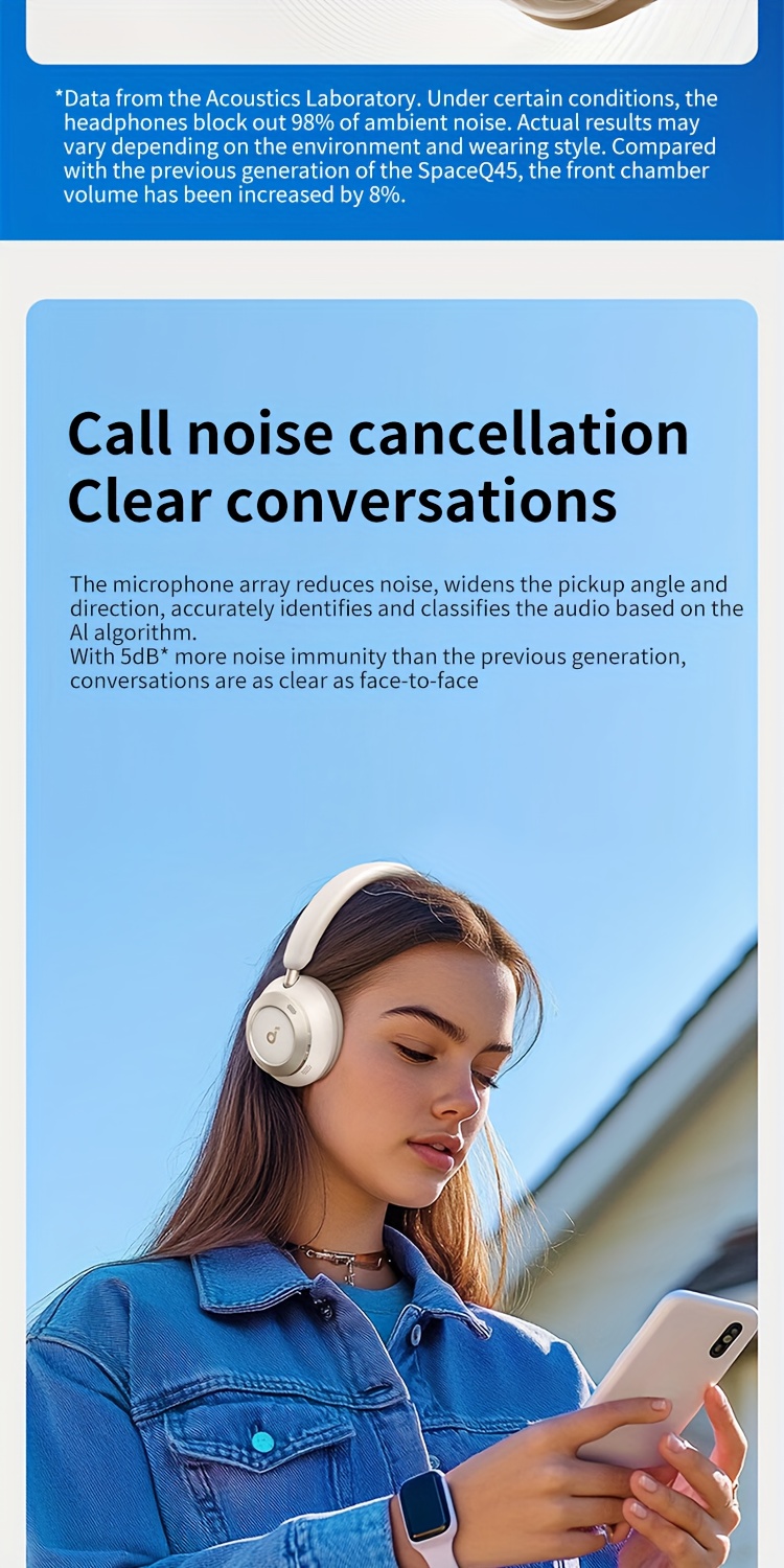 Soundcore by Anke Space One Pro Draadloze Over-Ear Koptelefoon | Actieve Ruisonderdrukking, Hi-Res Dubbel Gouden Hoge Geluidskwaliteit, Opvouwbaar, Ultra-Lange Batterijduur, Geschikt voor Apple, Huawei, Xiaomi Mobiele Telefoons en Computers