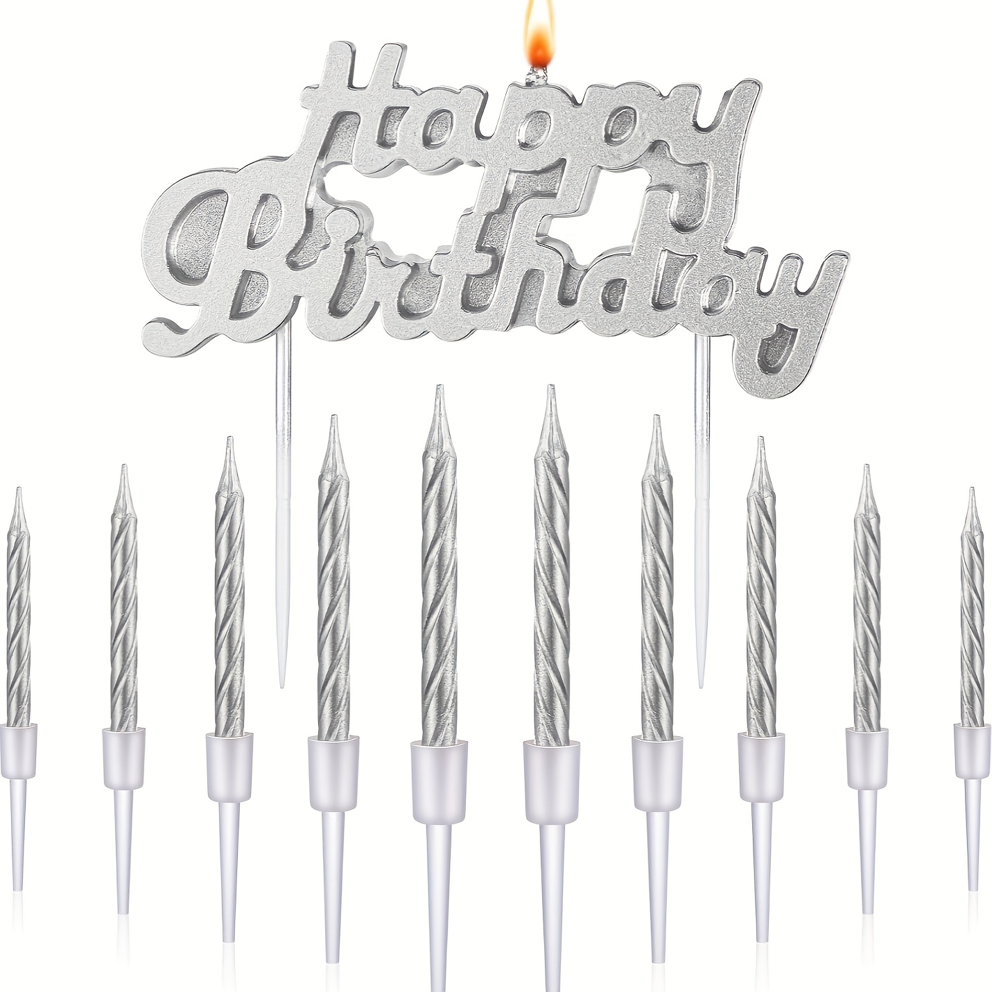 12 Candeline Compleanno Lunghe Sottili, Metallici Candele Cupcake