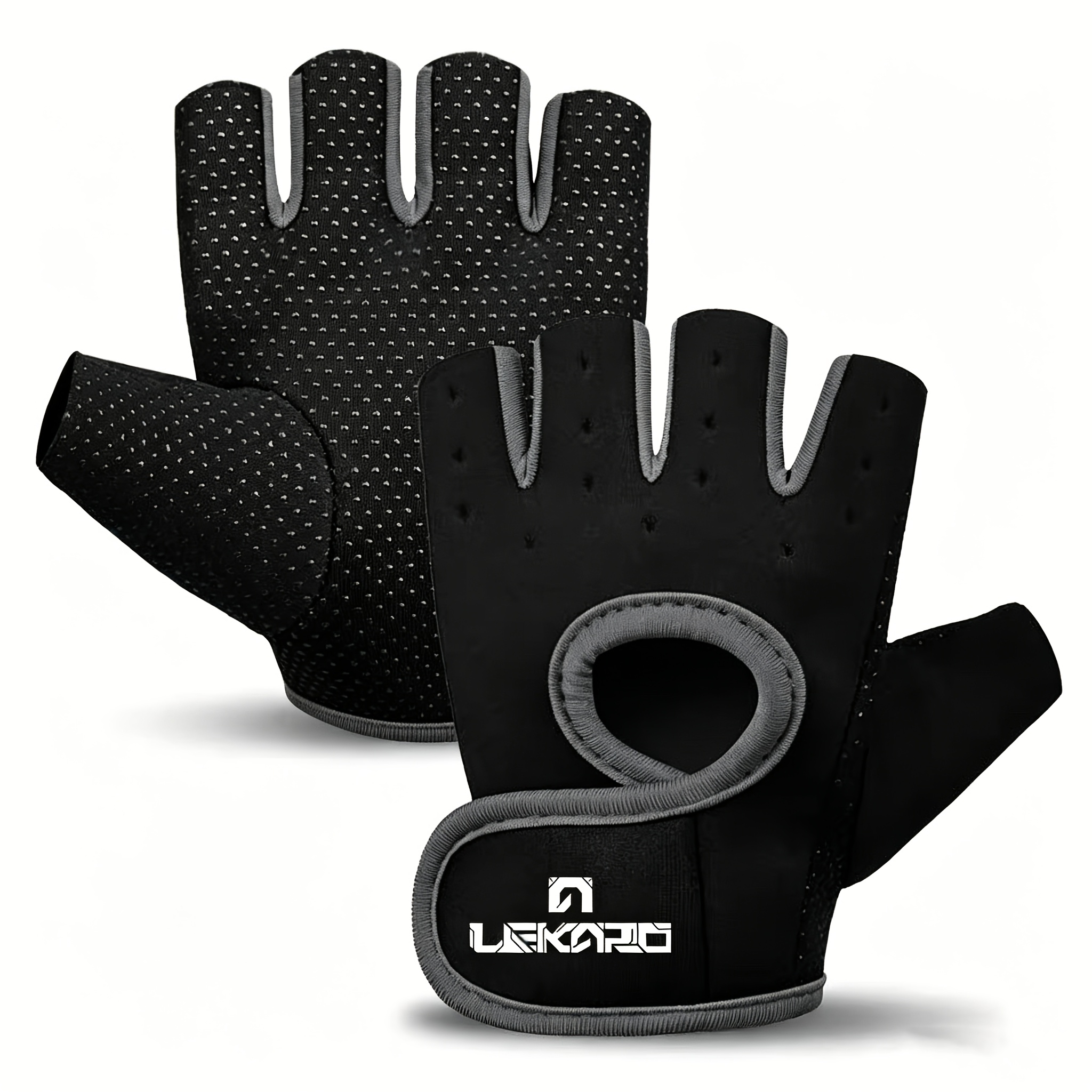 Breathable Anti-Slip Half-Finger Fitness Gloves, Palm Anti-Slip Dot Pattern And Hook-And-Loop Wristband, Non-Slip And Sw