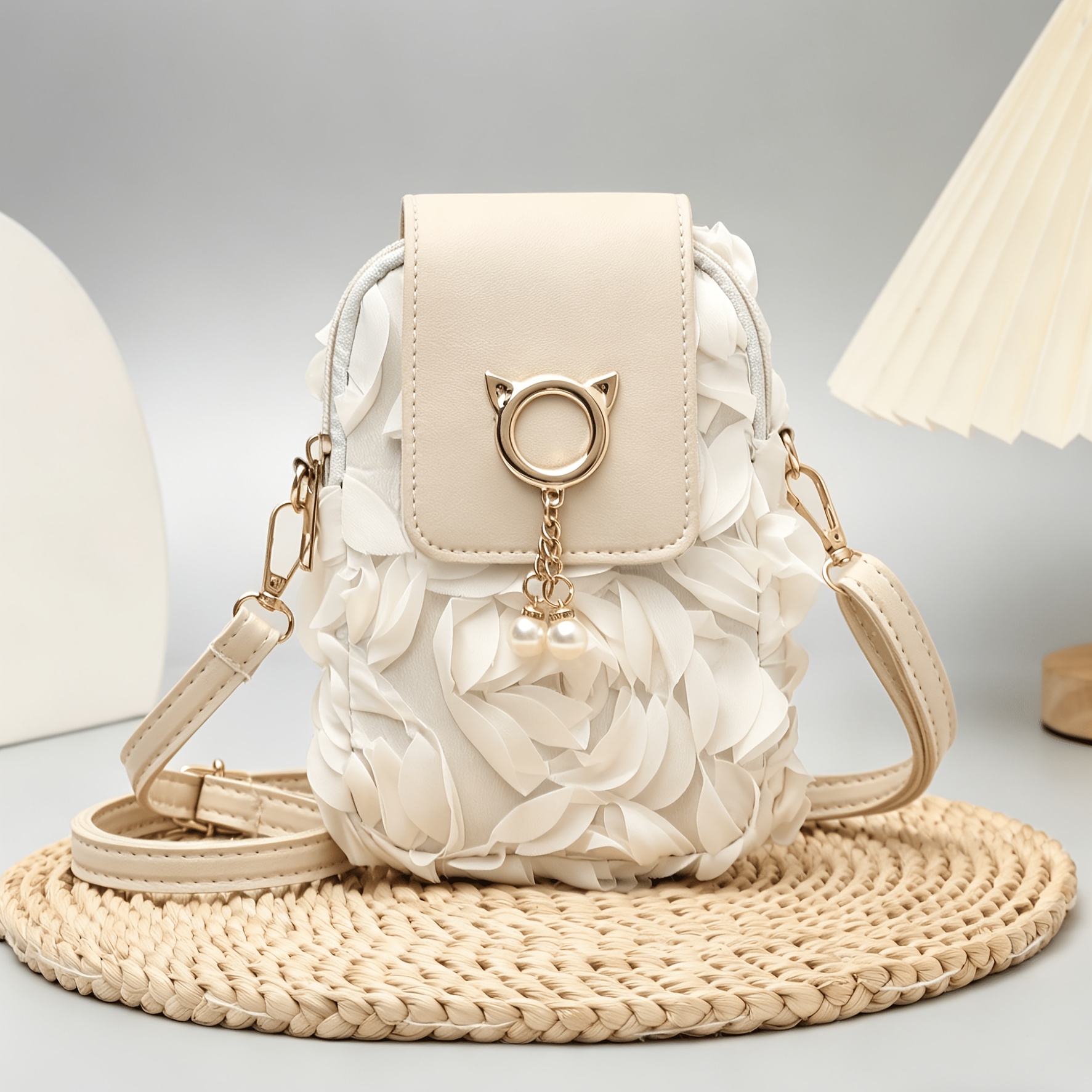 TEMU Women's AppliquÃ© Shoulder Bag With Owl Charm & Tassels - Adjustable Strap Suitable For Daily Casual & Vacation Wear, Zipper Closure Phone Purse,