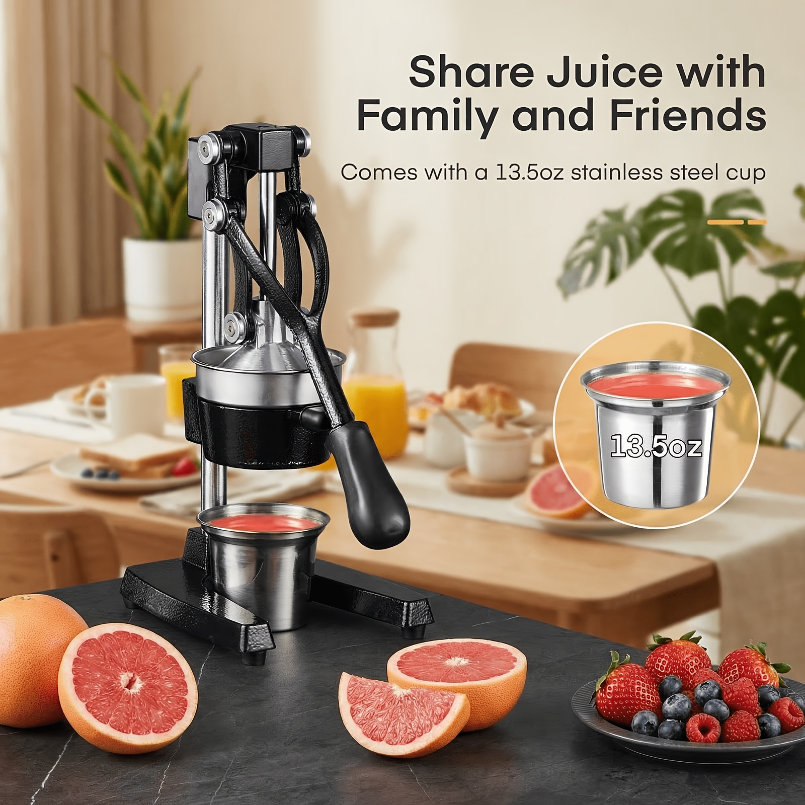 E-shop Zitruspresse aus Gusseisen, Handpresse für Orangen, Zitronen, Granatäpfel, Grapefruits, gewerblicher Zitruspresse, leicht zu reinigen, mit