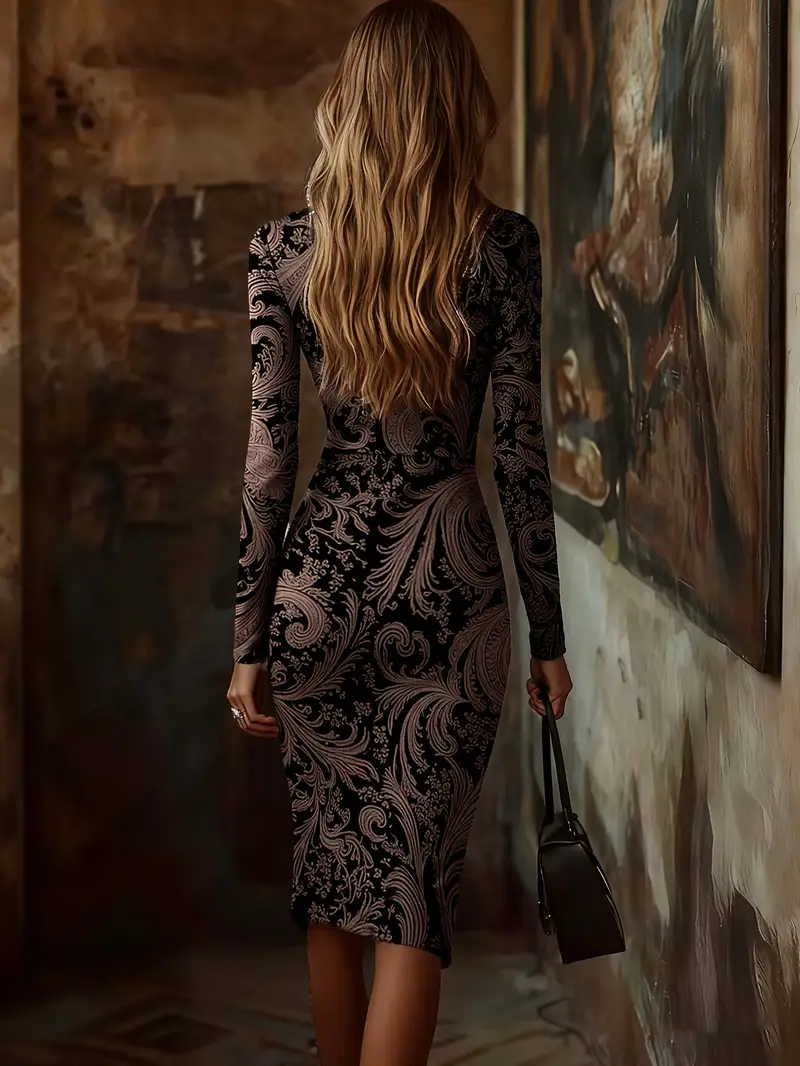 baroque bodycon dress Ady Bodycon Dress in Baroque Cherub Black and Gold