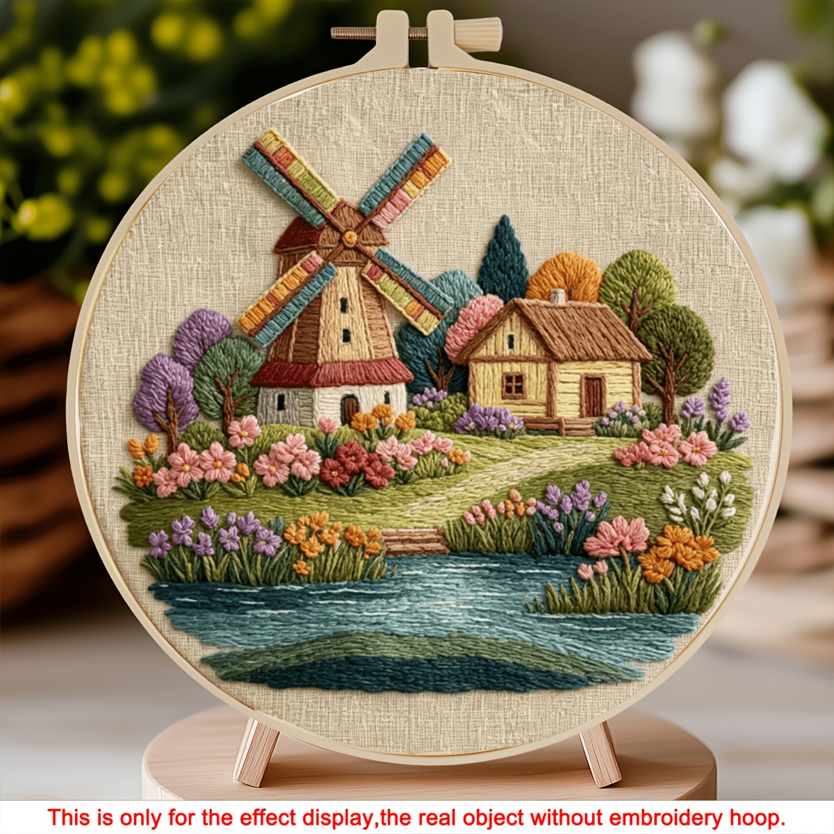 TEMU 1 Set Embroidery Kit, Wind Over Handcraft Material Pack, Beginner Full Tool Set, Scenery Home Decoration Stress Relief Handmade Hanging Painting