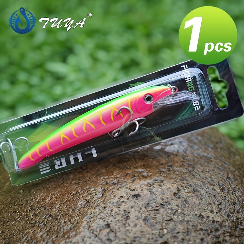 

1pc Topwater Fishing Lure - Minnow Bait With Treble Hooks, Long Casting Hard Bait For Freshwater & Saltwater, Abs Material - Mixed Colors