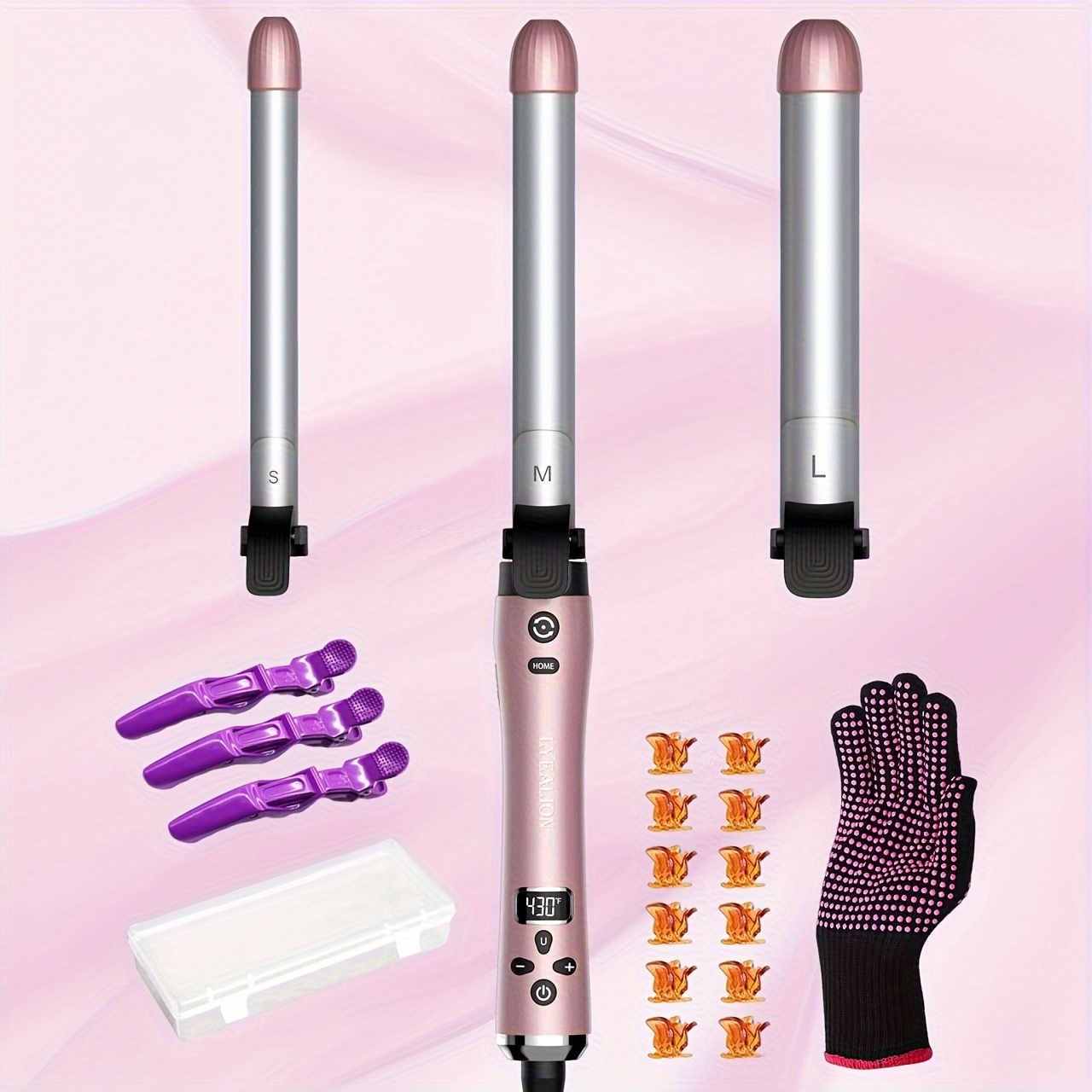 

Rotating Curling Iron - 3 Interchangeable Heating Iron Barrels (3/4'' 1'' 1 1/4'', 0.75 1 1.25 Inch ) Automatic Hair Curling Wand Fast Heat-up Hair Curler Auto Curling Wands Use Ceramic