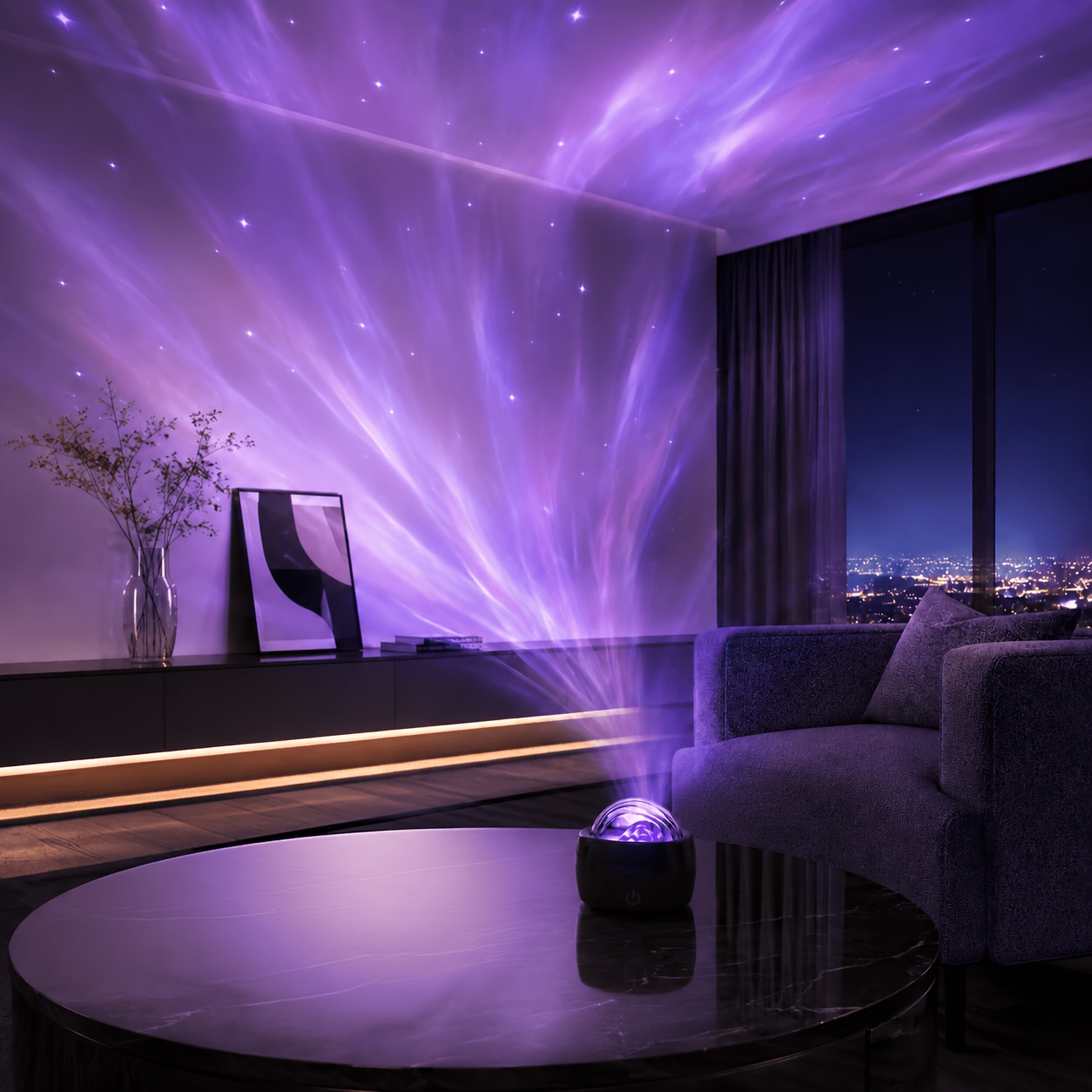 2pcs Aurora Galaxy Projector Light with Water Ripple Effect