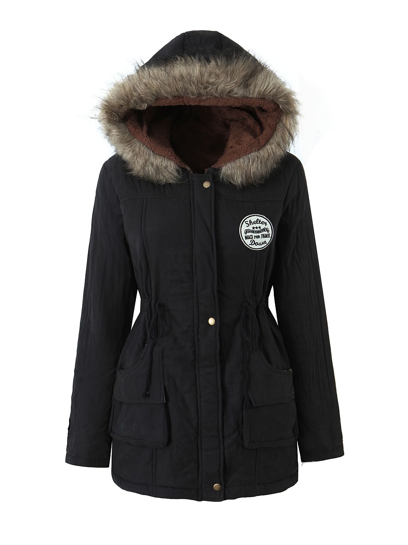 Veste d'hiver chaude à capuche pour femme - Manteau décontracté parka