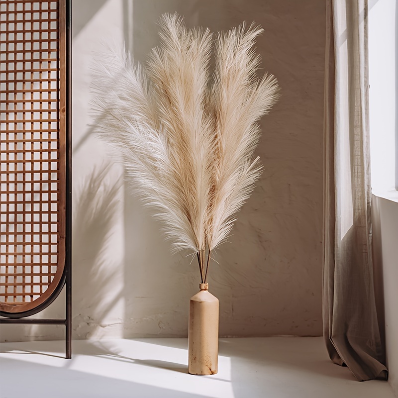 Image of 4pcs. 38in/97cm Artificial Flowers, Large Pampas Plant Decorations For Floor Vases, Room Decor Home Decoration, Boho Decor