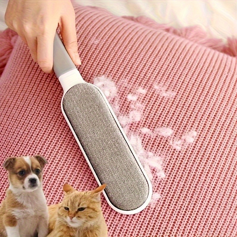 Cepillo electrostático manual de doble cara de alta resistencia | Para pelo de mascotas, pelusa en alfombras, muebles, ropa, ropa de cama | Mango ergonómico, limpieza multiusos, no requiere electricidad, diseño portátil que ahorra espacio