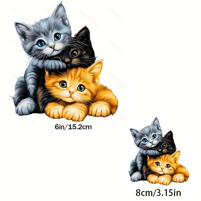 TEMU 4 Durable And Washable Heat Transfer Stickers Featuring Cute Cats - Cartoon Cat Vinyl Stickers Suitable For Clothing, Pants, T-shirts,