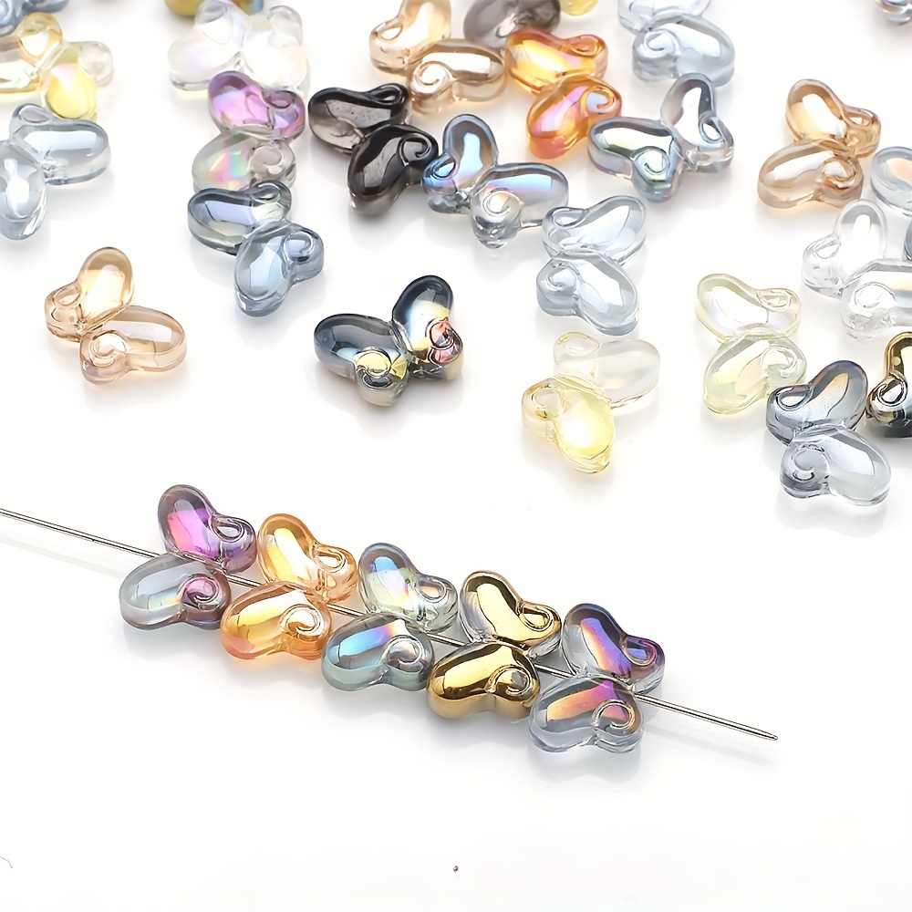

200pcs 10x14mm Glossy Fat Butterfly Hole Glass Pendant Diy Accessory Earrings Necklace Bracelet Accessories