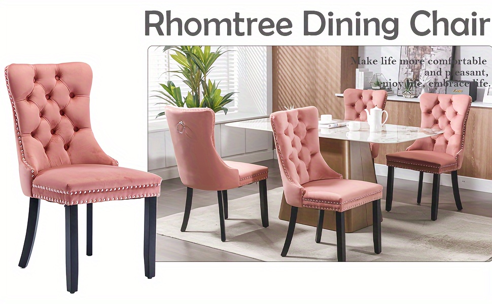 Dining Chairs Set of 2, Solid Wood Legs, Velvet Button Tufted Padded Cushion Seat and Back, for Dining Room Kitchen Accent Side Chair 12 Dining Chairs, Set of 2, Solid Wood Legs, Velvet Button Tufted Padded Cushion Seat and Back, for Dining Room Kitchen Accent Side Chair