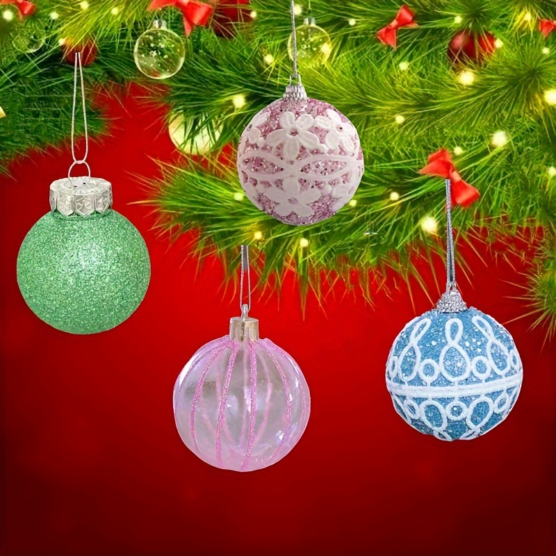 

16-piece Christmas Ornament Set, 6cm Decorative Hanging Balls, Plastic, No Electricity Or Batteries Required, Suitable For Graduation, Canada Day, New Year Celebrations - In Pink, Blue, Green