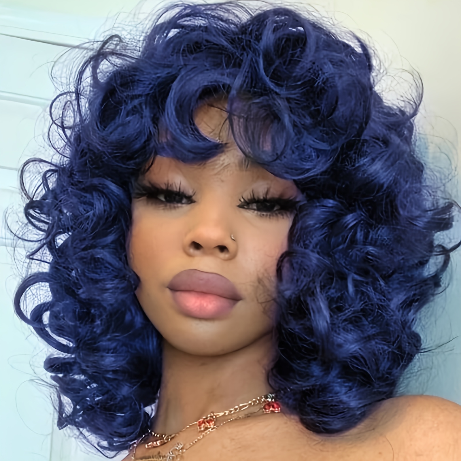 navy blue curly wigs women synthetic hair blue hair wigs Temu