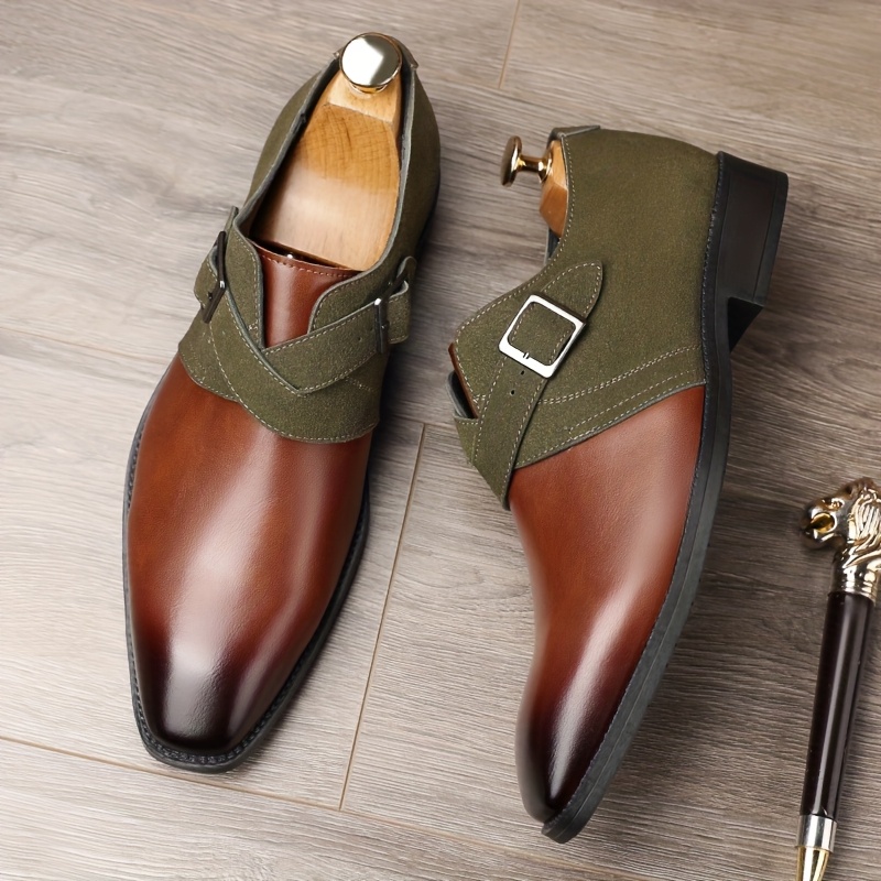 Men's Formal Dress Shoes – Classic Brown Oxfords with Brogue Detailing, Perfect for Weddings and Formal Events