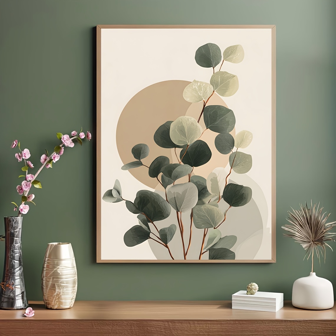 TEMU 2d Flat, 2d Flat, 1pc, No Frame, Multiple Sizes, Frameless, Leaf Wall Art Prints â Neutral Botanical Posters, Sage Green Minimalist Botanical