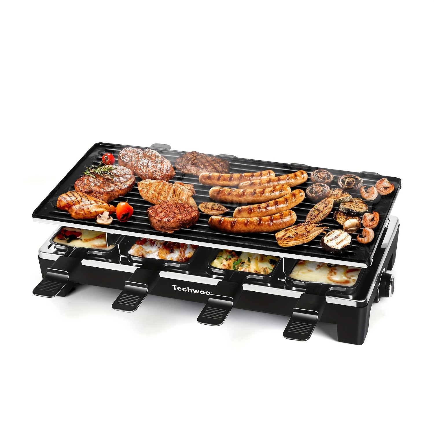 

Techwood 1500w Electric Grill For 8 – Indoor Korean Bbq With Reversible Plate, Adjustable Temperature Control, Fast Heating, Family & Parties (black), Portable