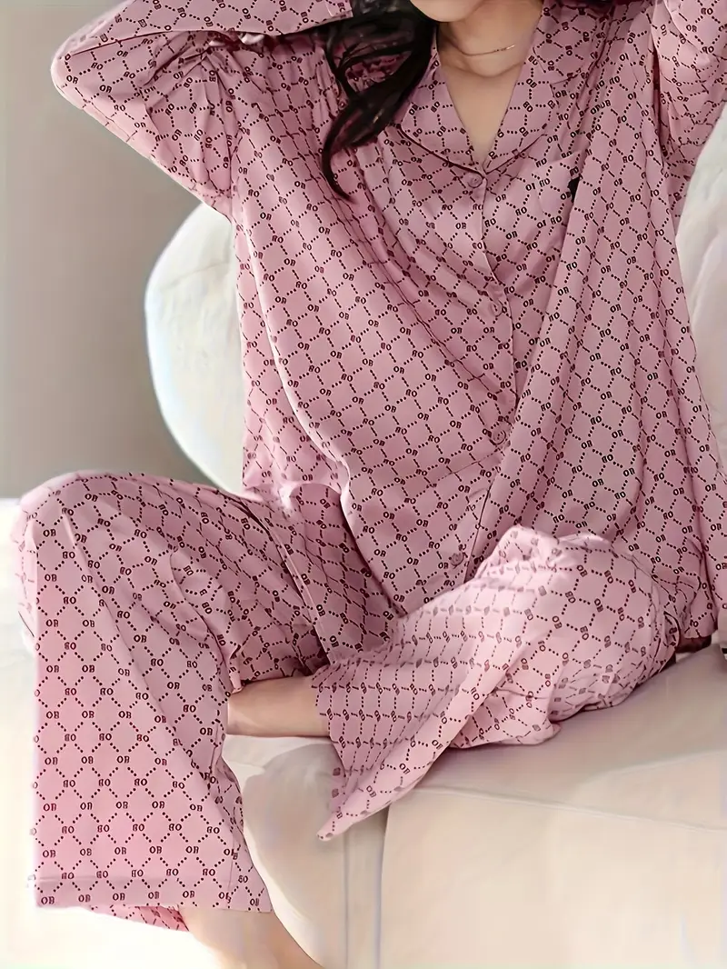 spring and autumn new women long sleeve cardigan button pajamas and pants pajamas comfortable pajamas at home Product details 1